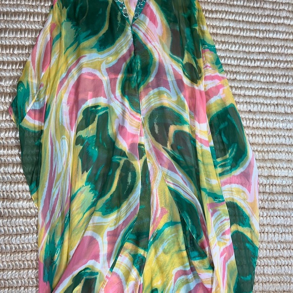 Catherine Malandrino printed chiffon embellished caftan jumpsuit 2 - Picture 9 of 12